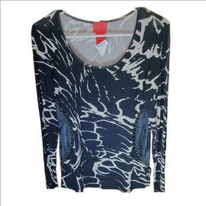 Christina Black and White Graphic Long Sleeve Blouse - New Vintage